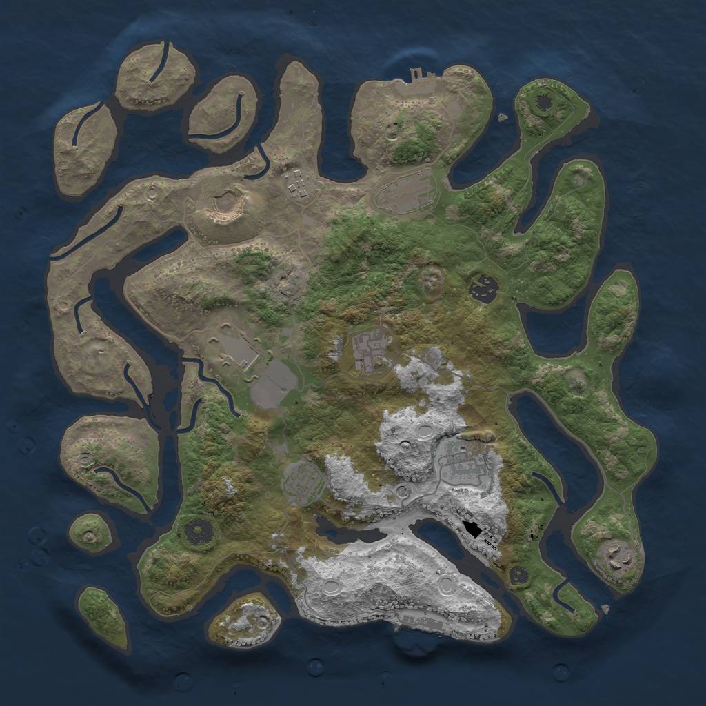 Rust Map: Procedural Map, Size: 3800, Seed: 40508, 14 Monuments