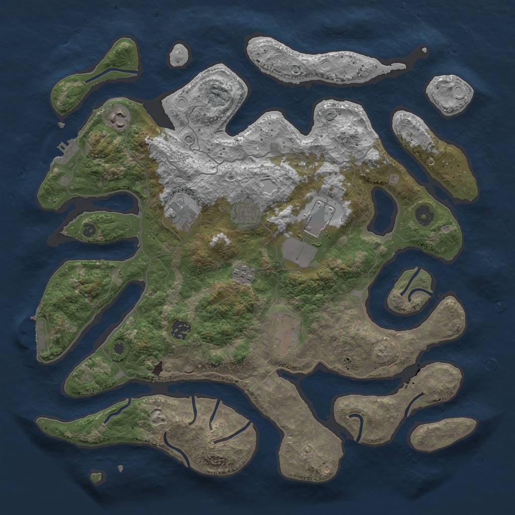 Rust Map: Procedural Map, Size: 4000, Seed: 47595, 12 Monuments