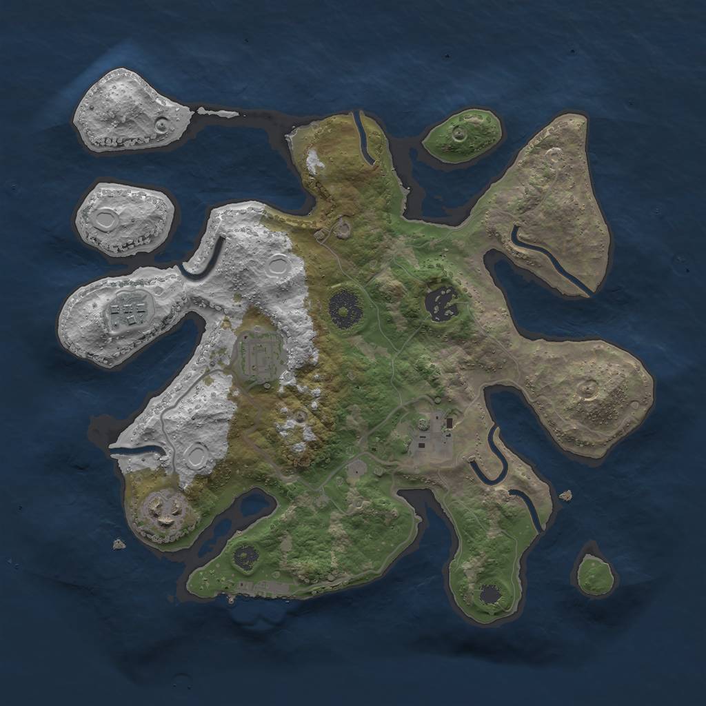 Rust Map: Procedural Map, Size: 3001, Seed: 2662, 8 Monuments