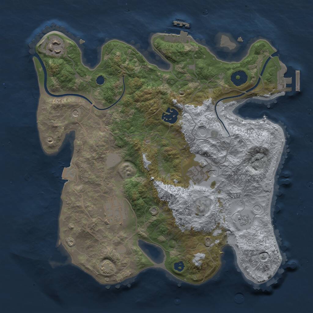 Rust Map: Procedural Map, Size: 3000, Seed: 823990493, 10 Monuments