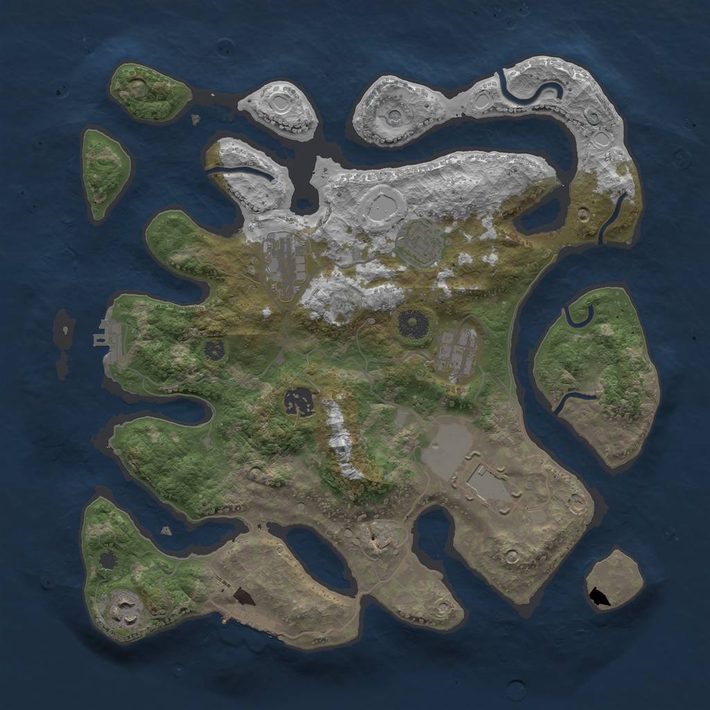 Rust Map: Procedural Map, Size: 3500, Seed: 1850383108, 11 Monuments