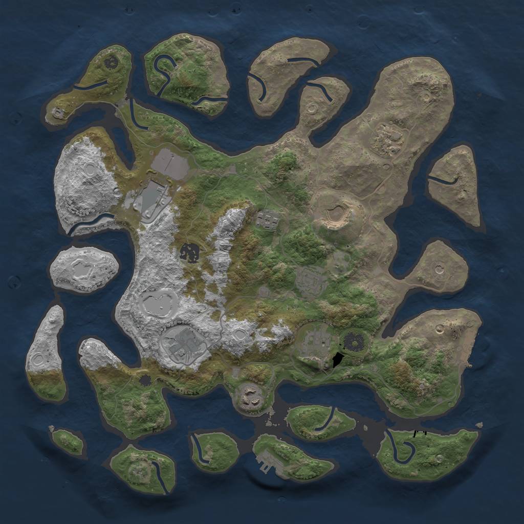 Rust Map: Procedural Map, Size: 3850, Seed: 87650943, 14 Monuments