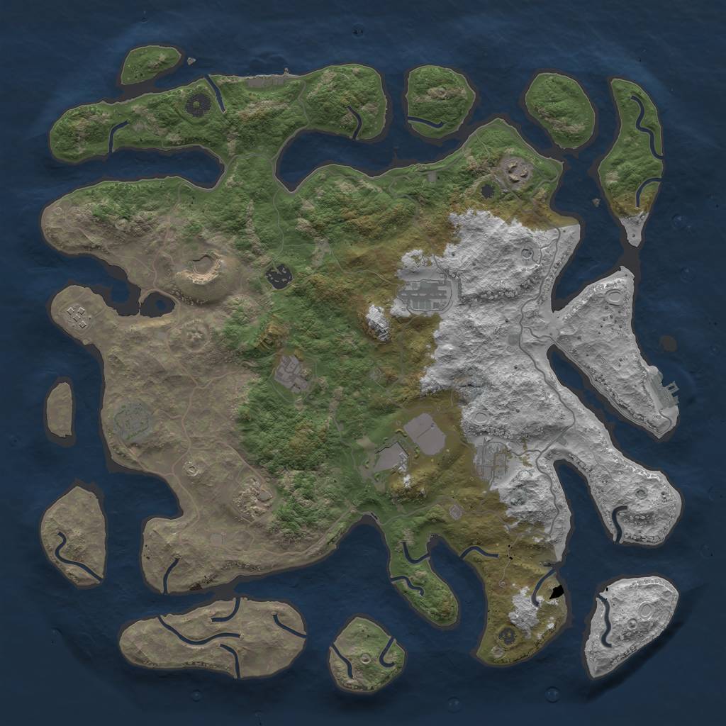 Rust Map: Procedural Map, Size: 4500, Seed: 1074253095, 15 Monuments