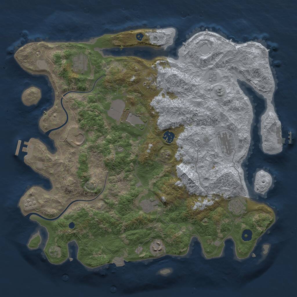Rust Map: Procedural Map, Size: 3900, Seed: 123456784, 16 Monuments