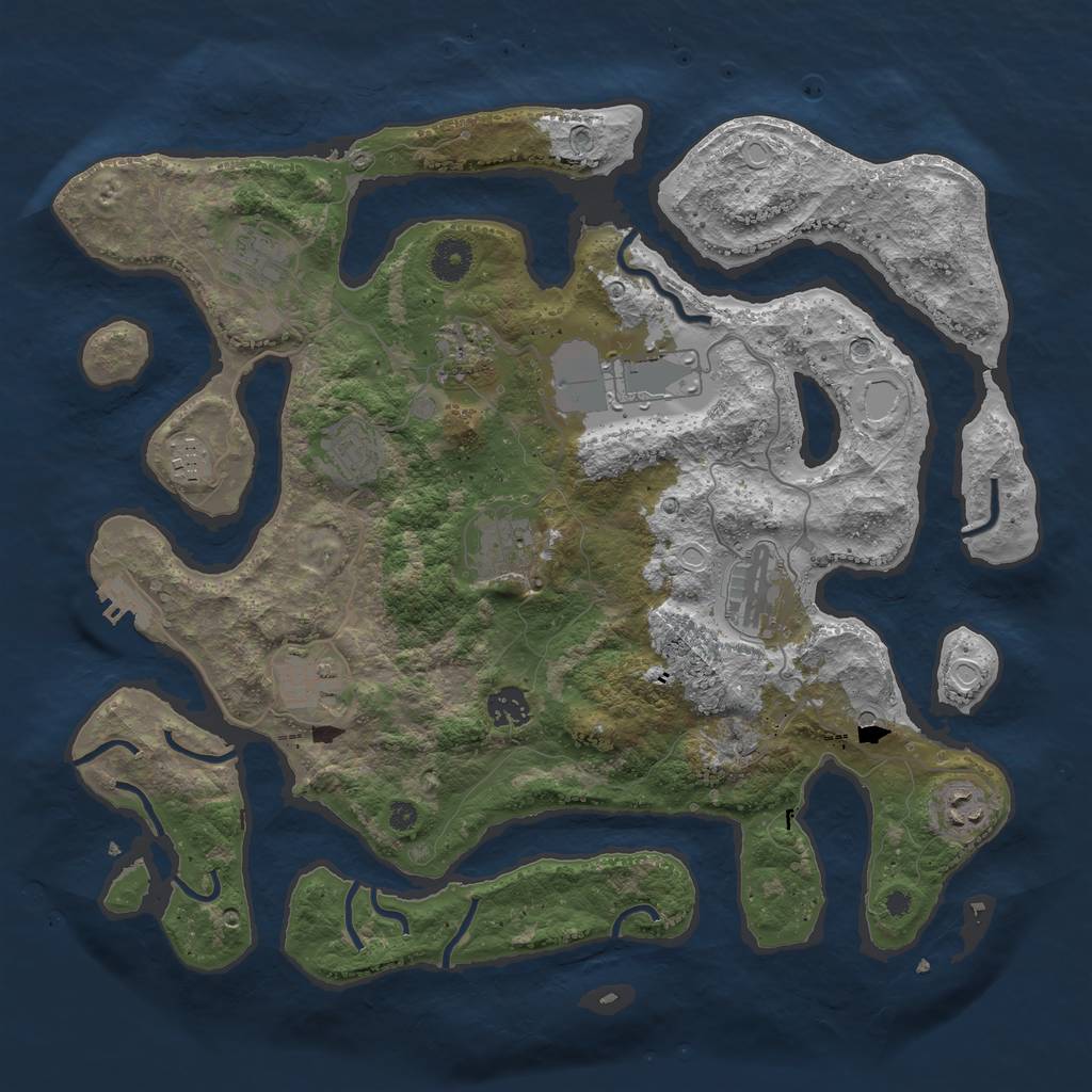 Rust Map: Procedural Map, Size: 3900, Seed: 123456784, 14 Monuments