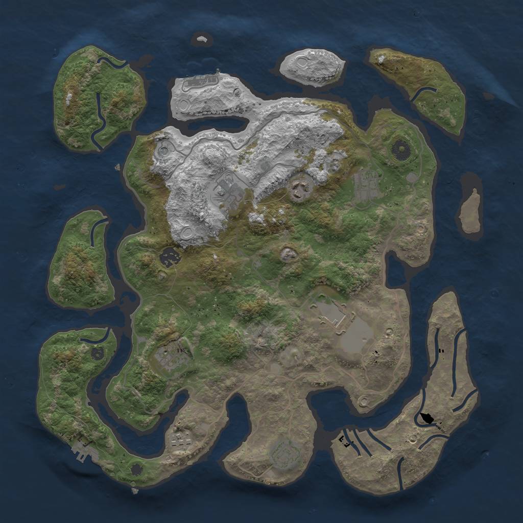 Rust Map: Procedural Map, Size: 4000, Seed: 43047, 13 Monuments