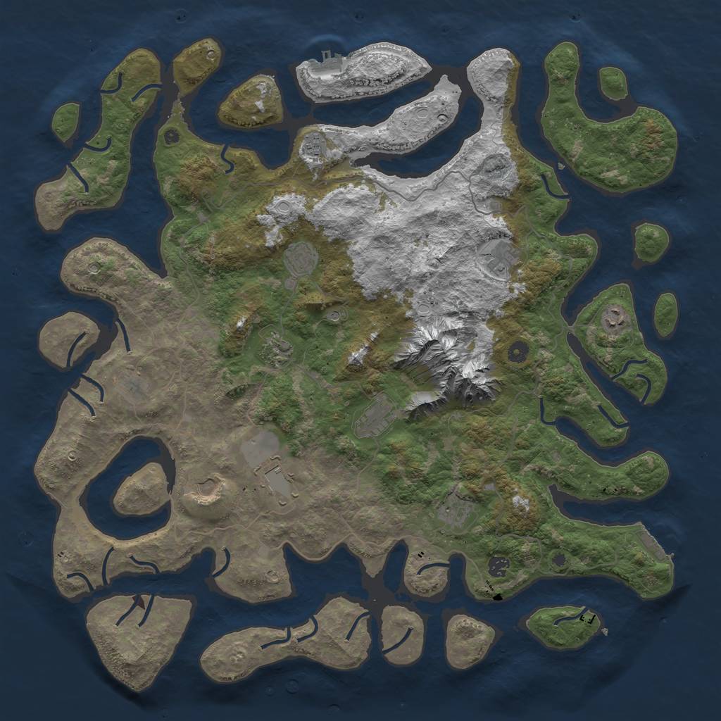 Rust Map: Procedural Map, Size: 5000, Seed: 12132423, 16 Monuments