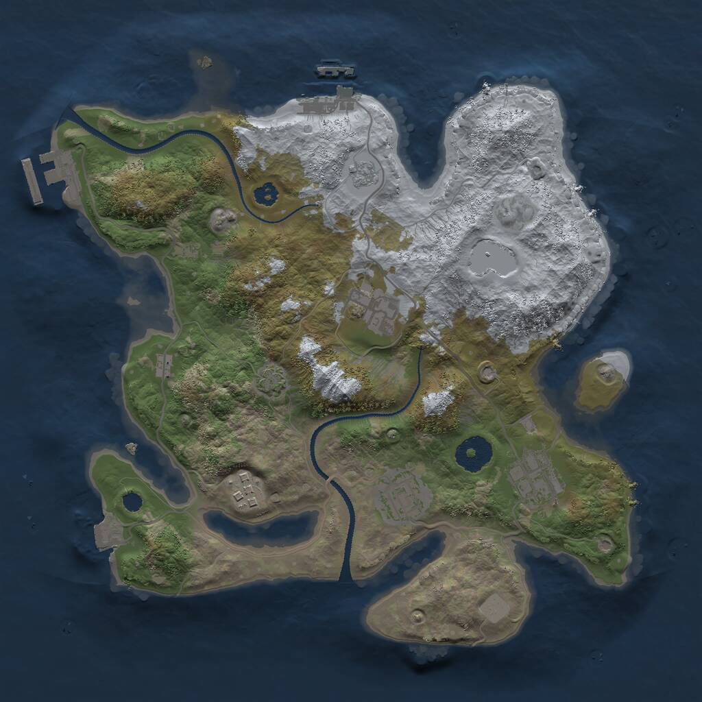 Rust Map: Procedural Map, Size: 3000, Seed: 376635596, 9 Monuments