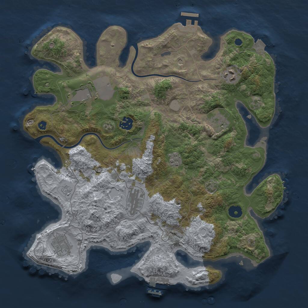 Rust Map: Procedural Map, Size: 3500, Seed: 852134679, 13 Monuments