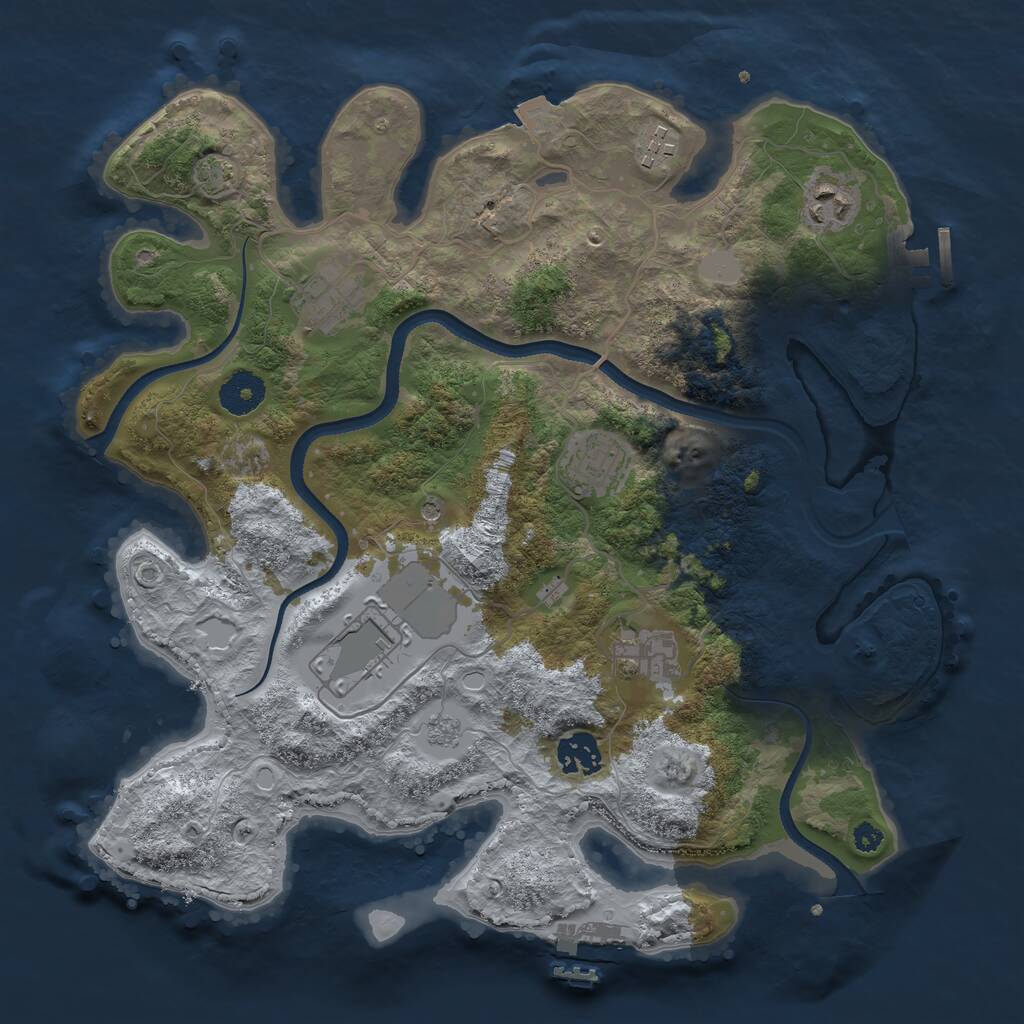 Rust Map: Procedural Map, Size: 3500, Seed: 852134679, 13 Monuments