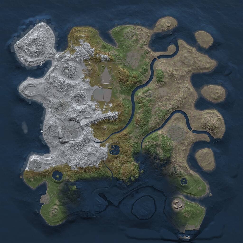 Rust Map: Procedural Map, Size: 3500, Seed: 416824, 13 Monuments