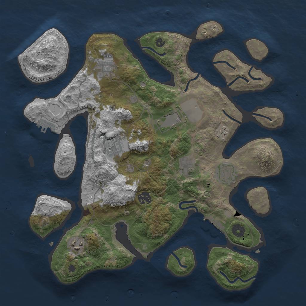 Rust Map: Procedural Map, Size: 3500, Seed: 416824, 13 Monuments