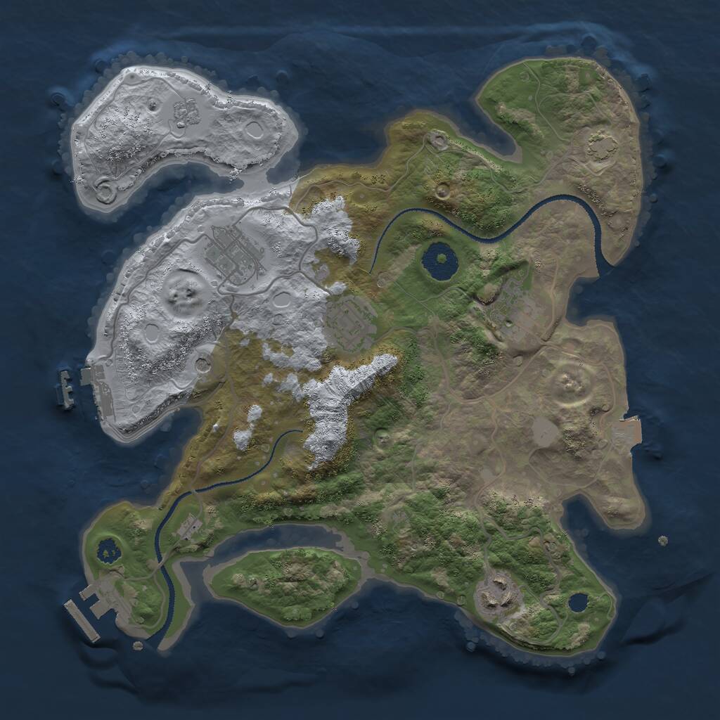 Rust Map: Procedural Map, Size: 3000, Seed: 302231, 10 Monuments