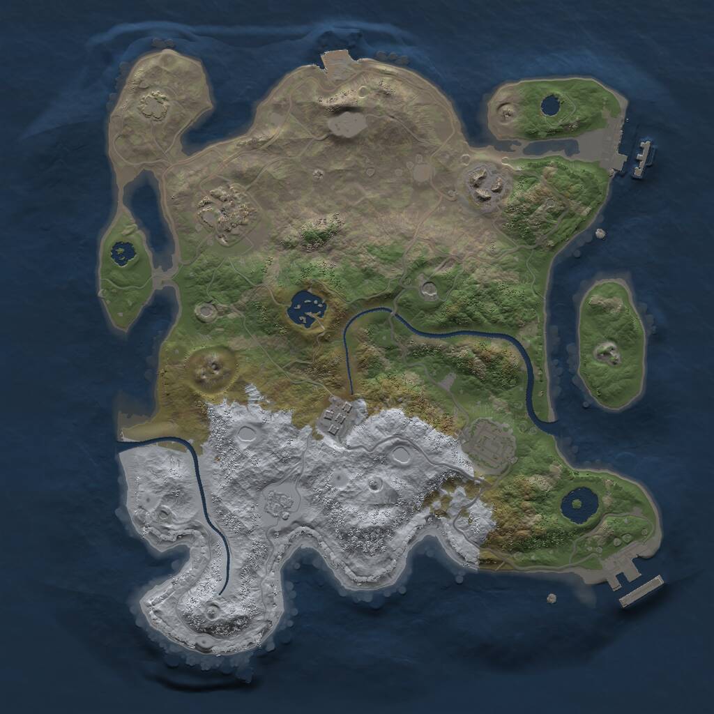 Rust Map: Procedural Map, Size: 3000, Seed: 1953254827, 11 Monuments