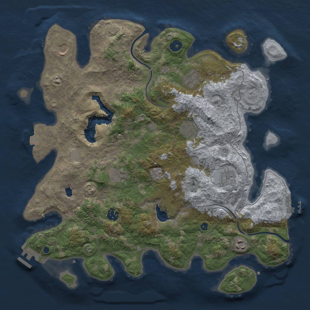 Rust Map: Procedural Map, Size: 4000, Seed: 812463340, 14 Monuments