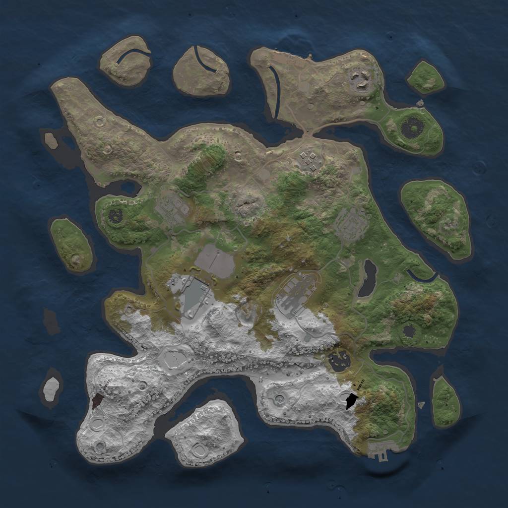 Rust Map: Procedural Map, Size: 3500, Seed: 7467617, 12 Monuments