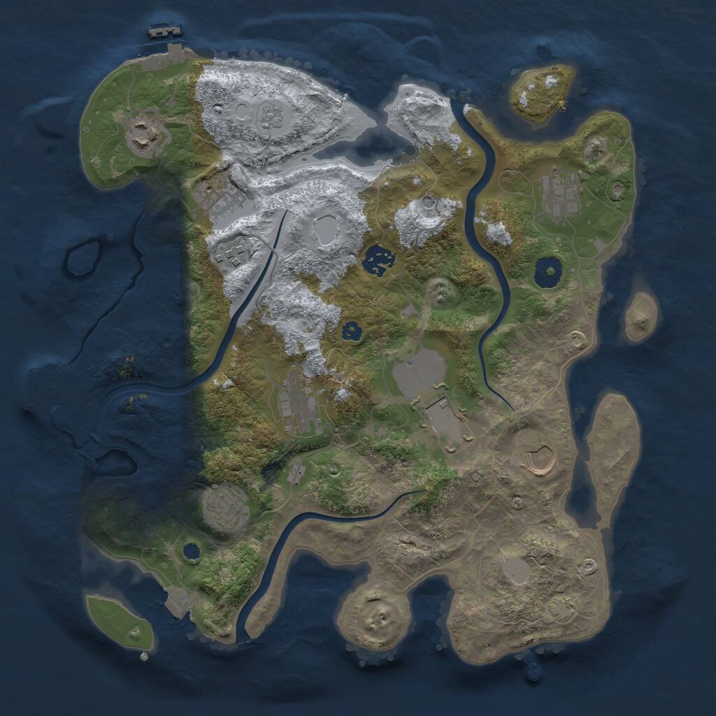 Rust Map: Procedural Map, Size: 3550, Seed: 411594091, 15 Monuments