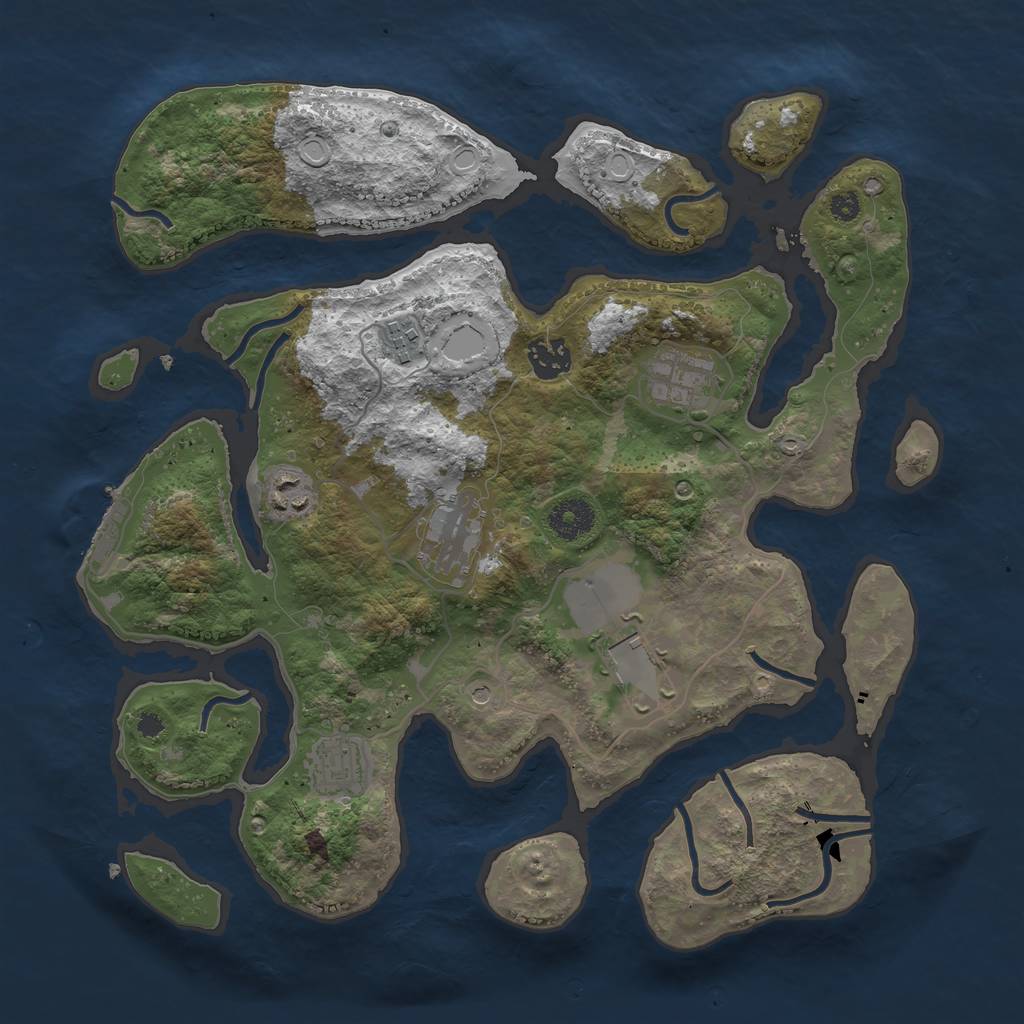 Rust Map: Procedural Map, Size: 3550, Seed: 411594091, 11 Monuments