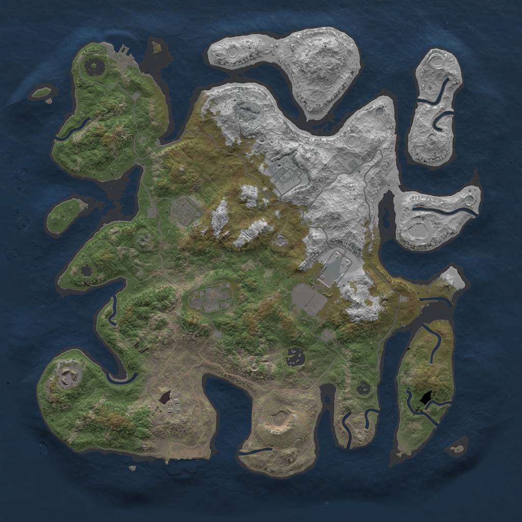 Rust Map: Procedural Map, Size: 4000, Seed: 1856693678, 13 Monuments