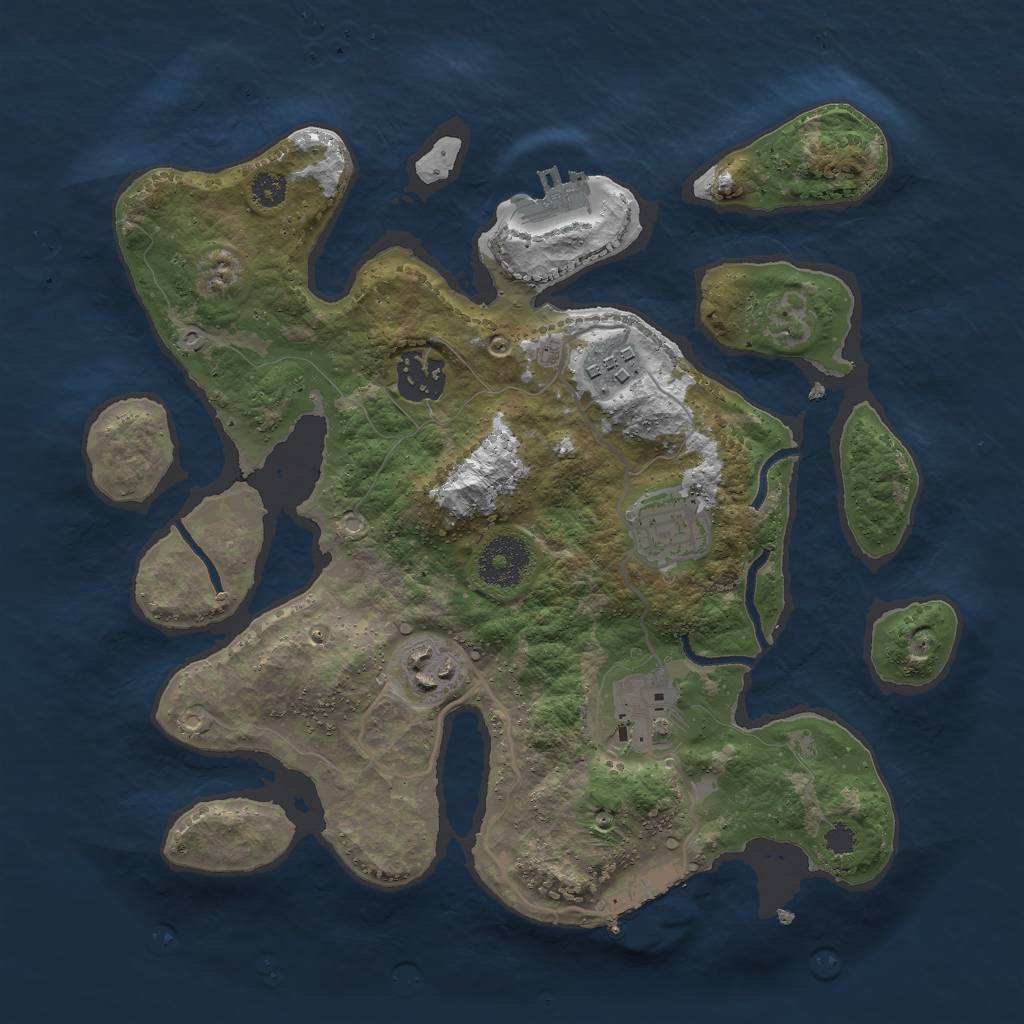 Rust Map: Procedural Map, Size: 3000, Seed: 1246142609, 9 Monuments