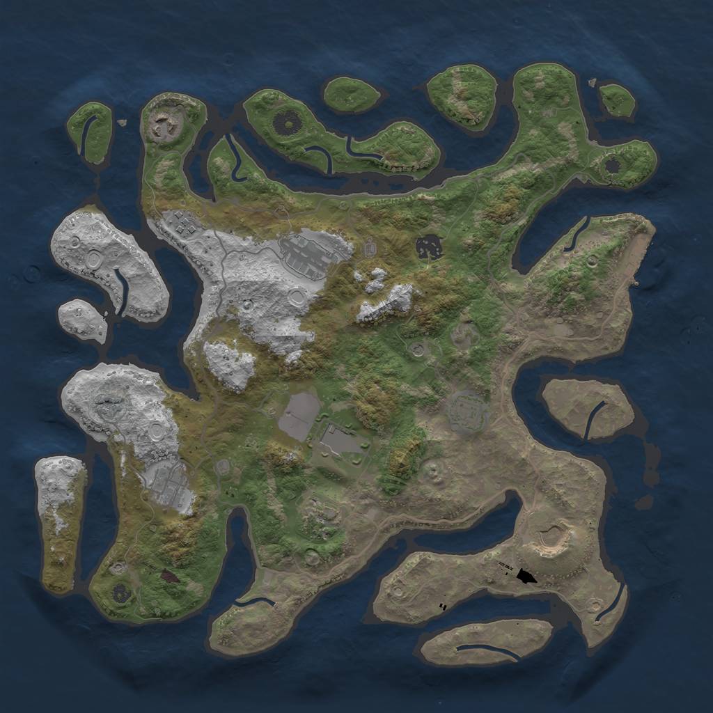 Rust Map: Procedural Map, Size: 4000, Seed: 887692, 13 Monuments