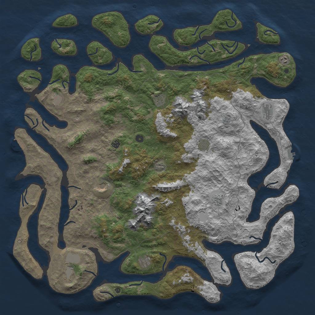 Rust Map: Procedural Map, Size: 6000, Seed: 669699, 16 Monuments