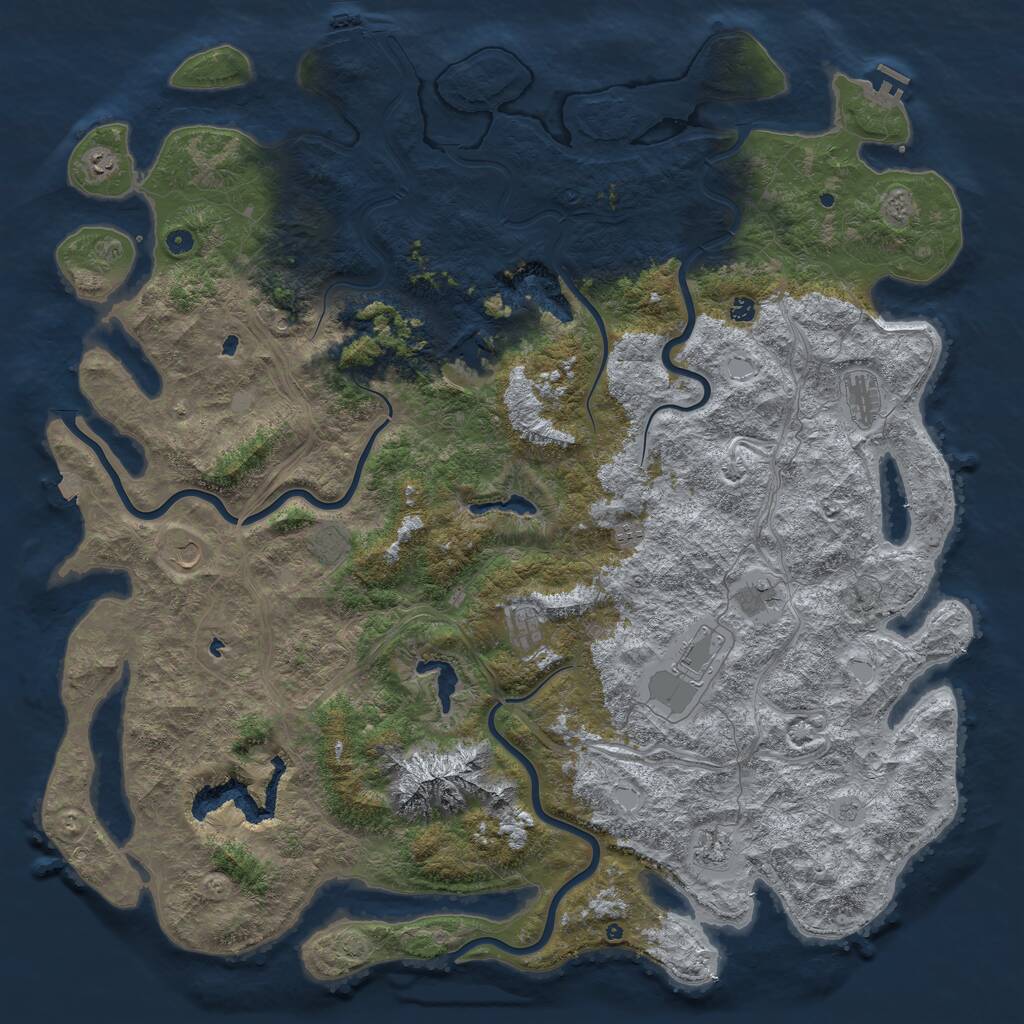 Rust Map: Procedural Map, Size: 6000, Seed: 669699, 17 Monuments