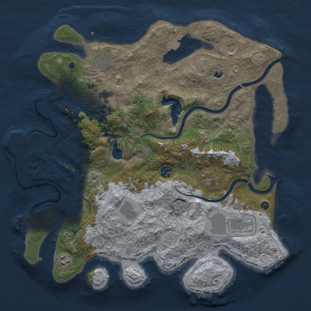 Rust Map: Procedural Map, Size: 4000, Seed: 5833, 15 Monuments