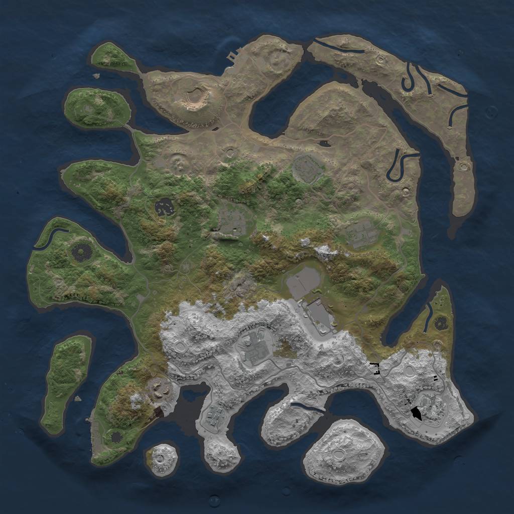 Rust Map: Procedural Map, Size: 4000, Seed: 5833, 15 Monuments