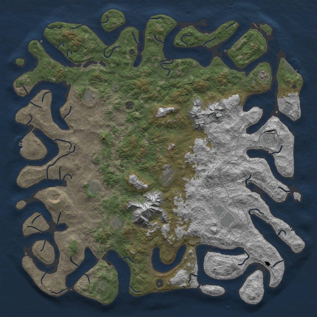 Rust Map: Procedural Map, Size: 6000, Seed: 7756402, 16 Monuments