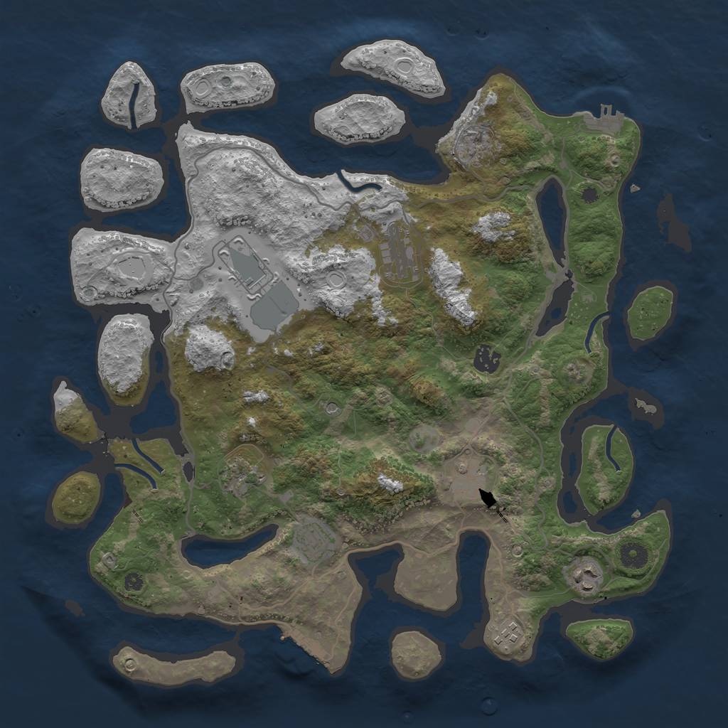 Rust Map: Procedural Map, Size: 4000, Seed: 992194865, 13 Monuments