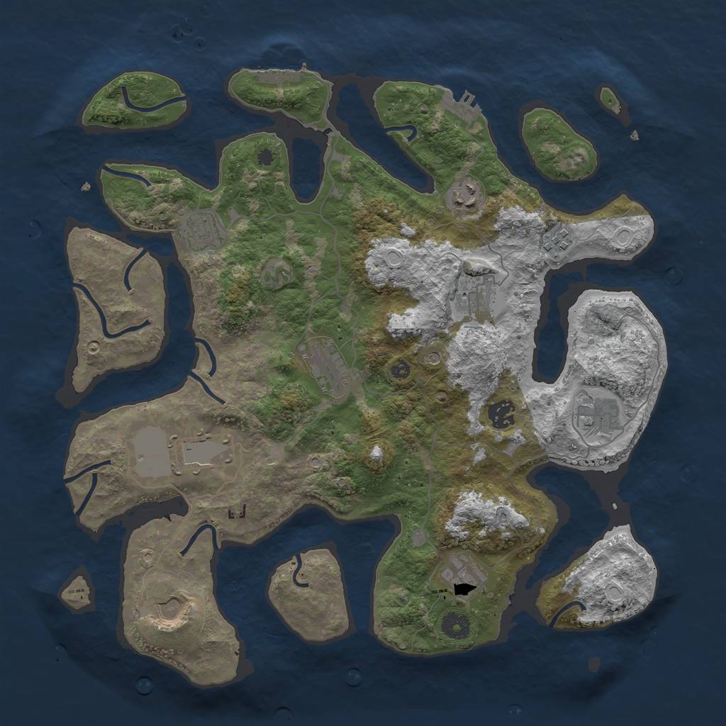 Rust Map: Procedural Map, Size: 3850, Seed: 872172727, 15 Monuments