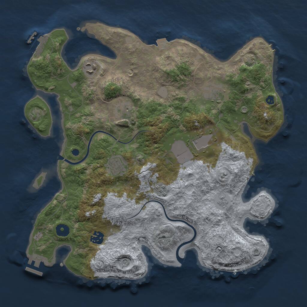 Rust Map: Procedural Map, Size: 3500, Seed: 773255805, 13 Monuments
