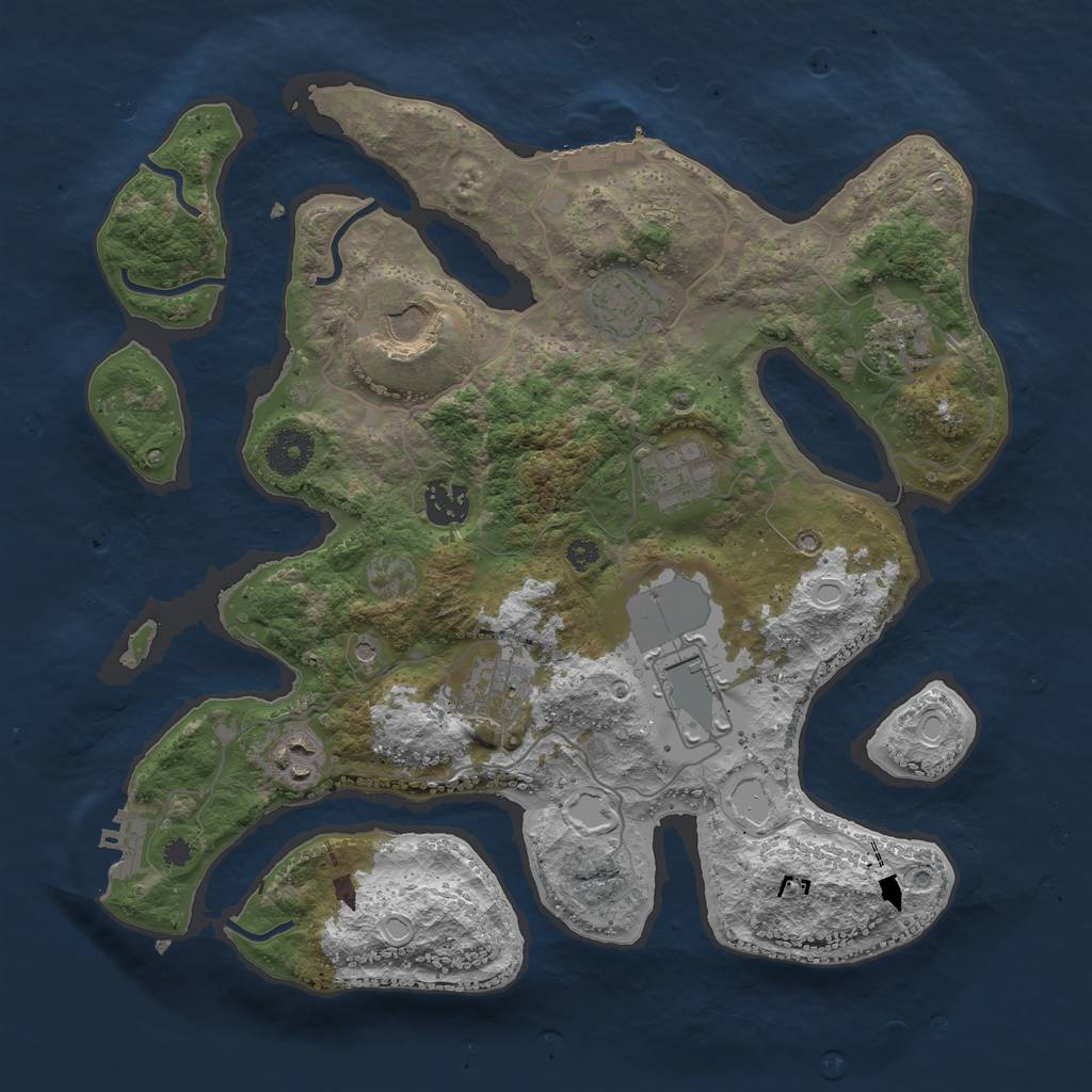 Rust Map: Procedural Map, Size: 3500, Seed: 773255805, 13 Monuments