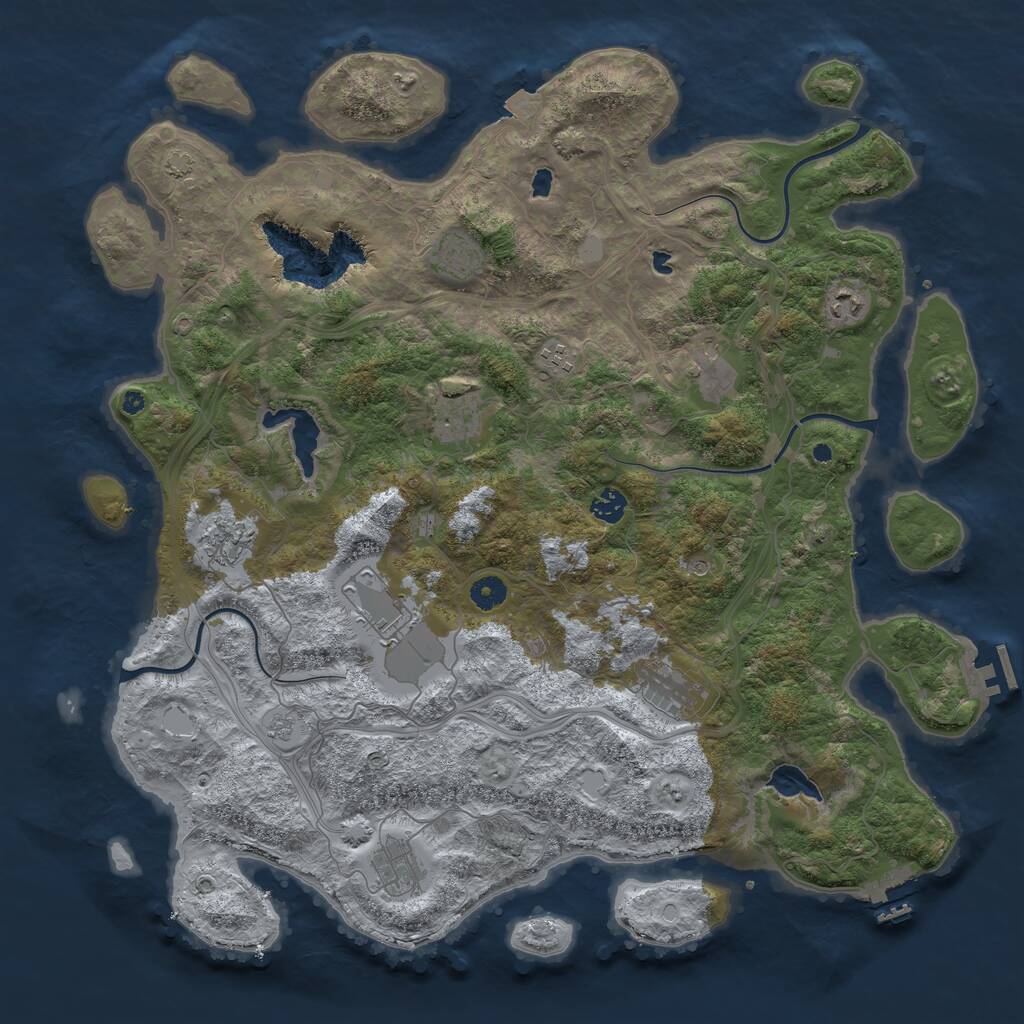 Rust Map: Procedural Map, Size: 4500, Seed: 376242234, 16 Monuments