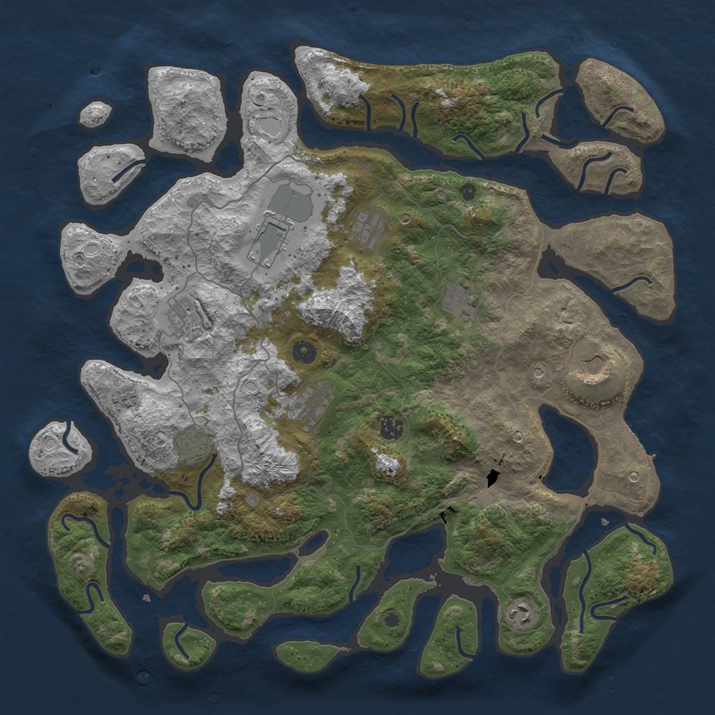 Rust Map: Procedural Map, Size: 4500, Seed: 984561818, 14 Monuments