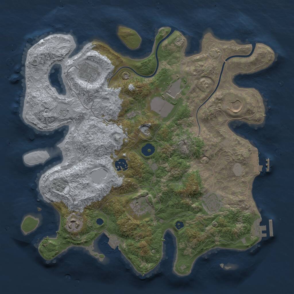 Rust Map: Procedural Map, Size: 3500, Seed: 5746868, 14 Monuments