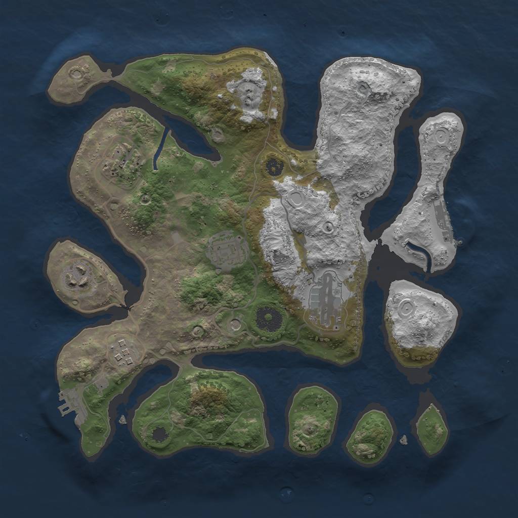 Rust Map: Procedural Map, Size: 3000, Seed: 20210805, 10 Monuments