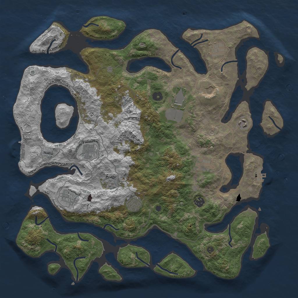 Rust Map: Procedural Map, Size: 4500, Seed: 1722594357, 16 Monuments