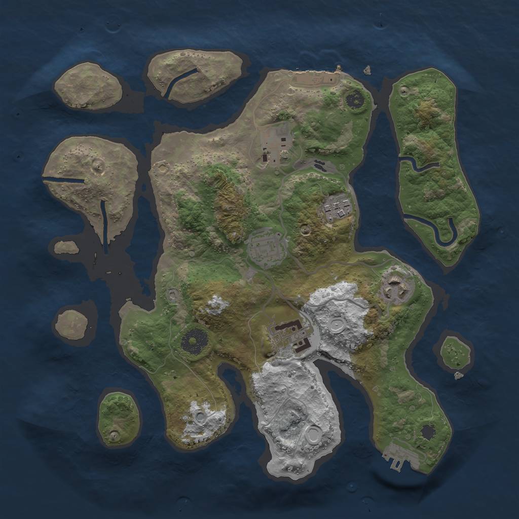 Rust Map: Procedural Map, Size: 3000, Seed: 1103341864, 9 Monuments