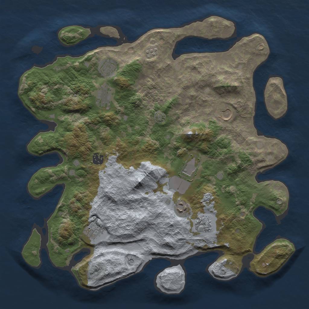 Rust Map: Barren, Size: 4000, Seed: 2042, 13 Monuments