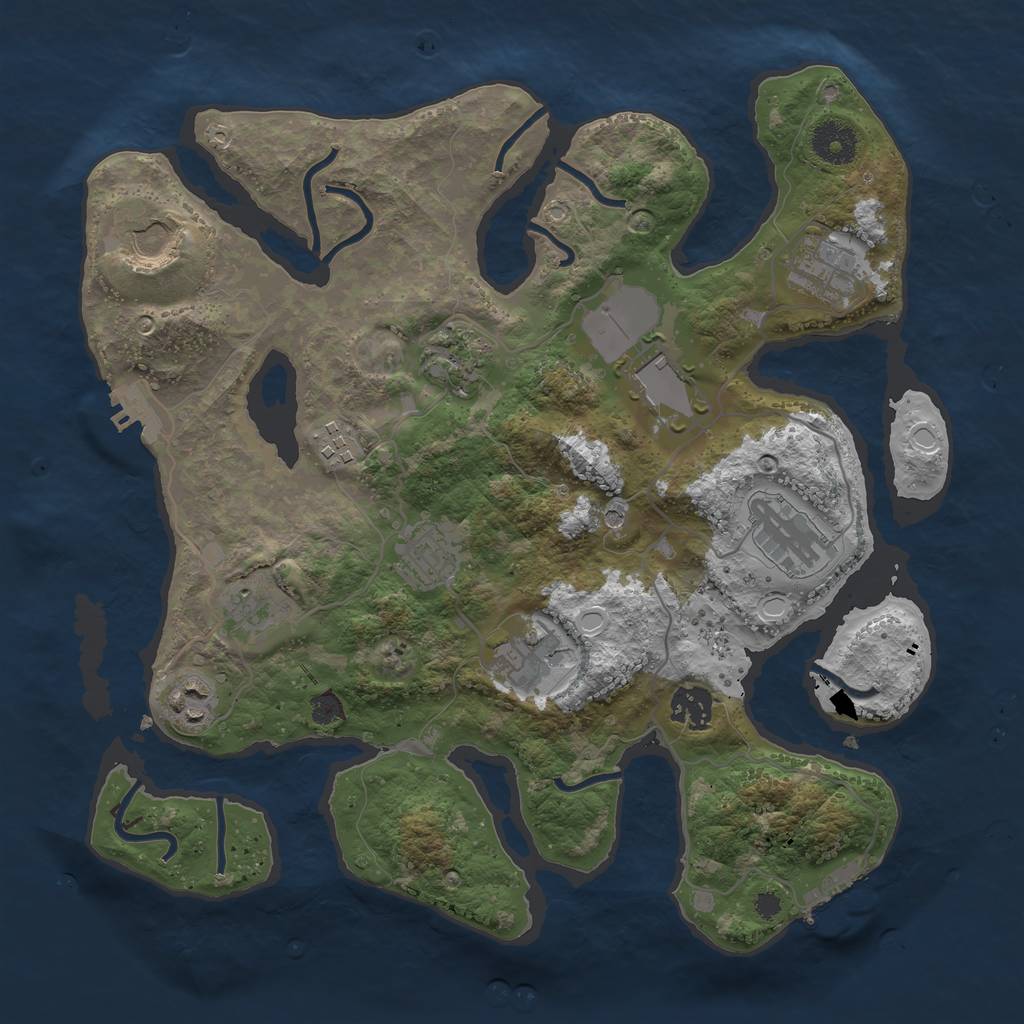 Rust Map: Procedural Map, Size: 3500, Seed: 930391097, 16 Monuments