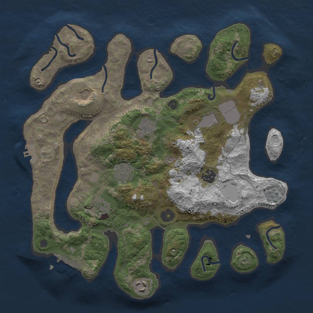 Rust Map: Procedural Map, Size: 3500, Seed: 594111, 13 Monuments