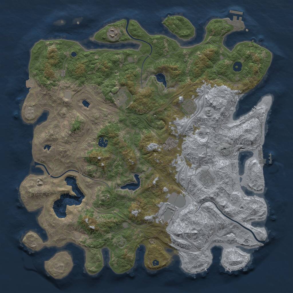 Rust Map: Procedural Map, Size: 4500, Seed: 8745617, 14 Monuments
