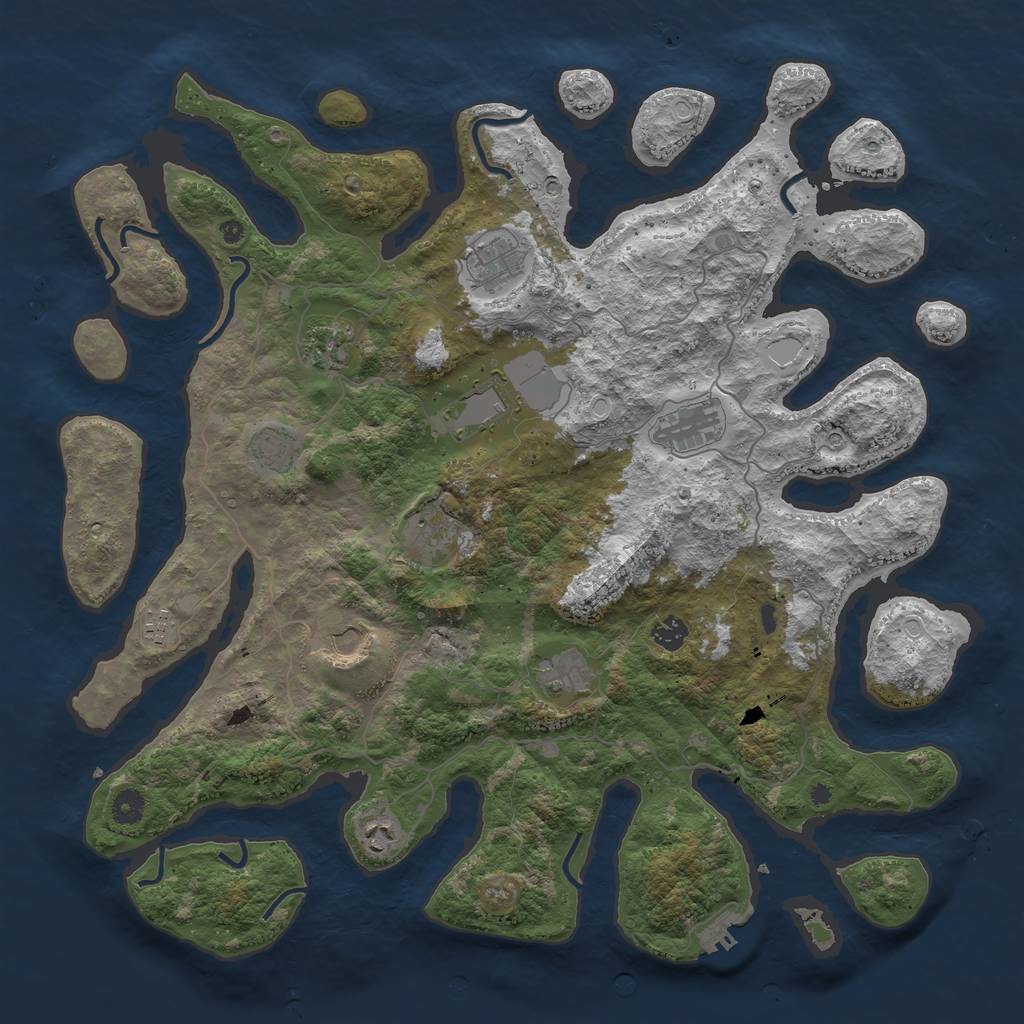 Rust Map: Procedural Map, Size: 4500, Seed: 1310396444, 15 Monuments