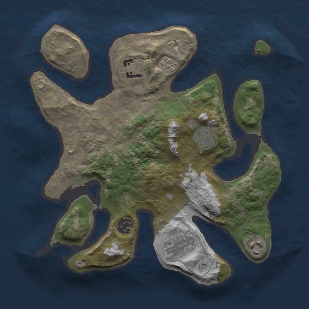 Rust Map: Barren, Size: 3000, Seed: 206656839, 9 Monuments