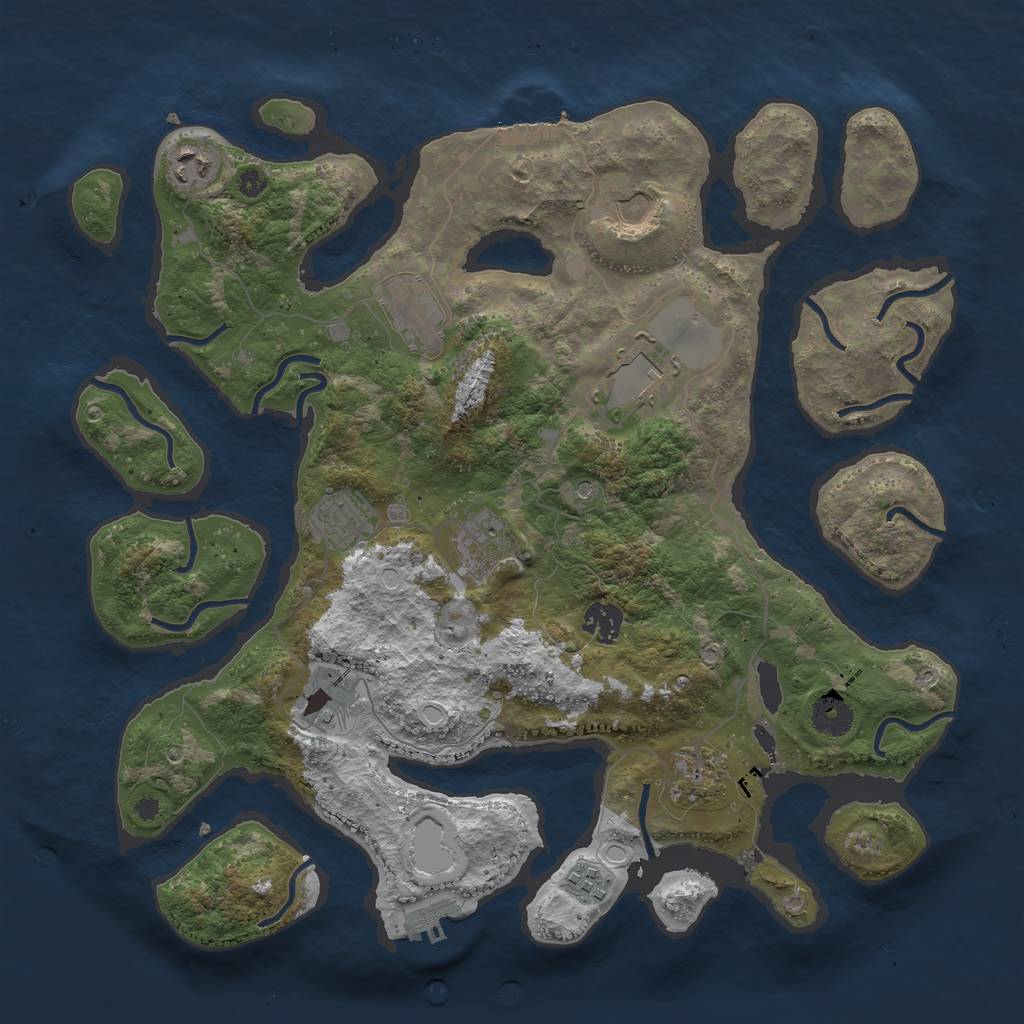 Rust Map: Procedural Map, Size: 3800, Seed: 4444, 15 Monuments