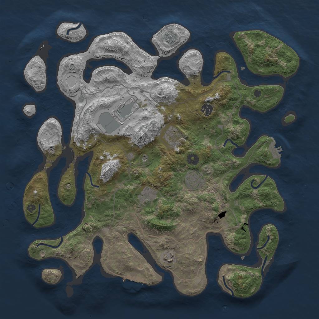 Rust Map: Procedural Map, Size: 4000, Seed: 241606, 12 Monuments