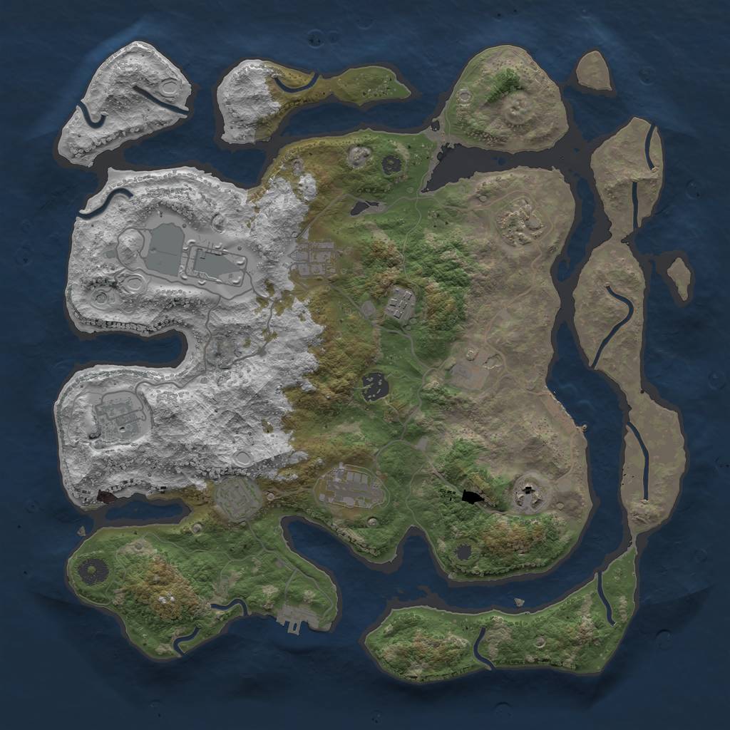 Rust Map: Procedural Map, Size: 3850, Seed: 865908268, 15 Monuments