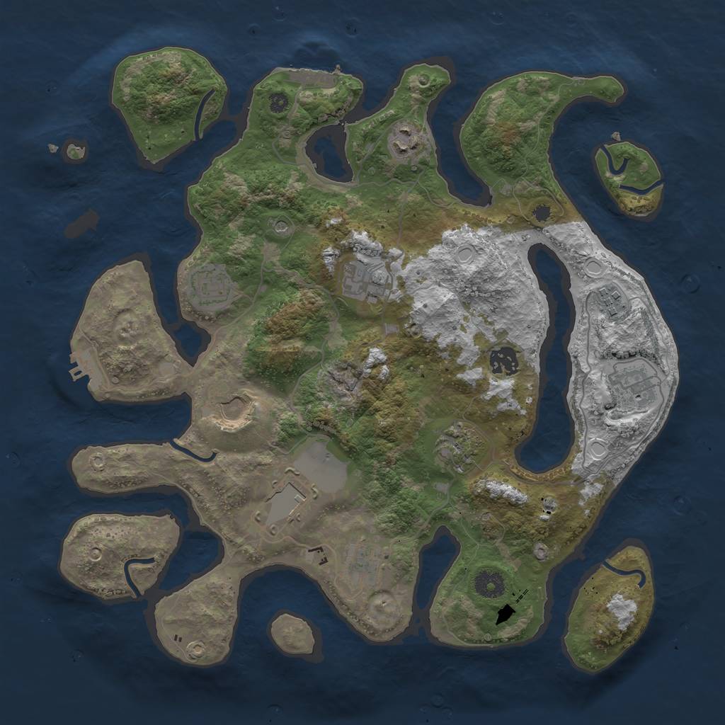 Rust Map: Procedural Map, Size: 3700, Seed: 3293210, 15 Monuments